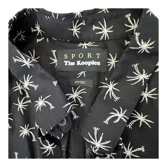 The Koopies Sport Mens Button-Down Shirt Long Sleeve Palm Trees Black Casual XL - Picture 5 of 10